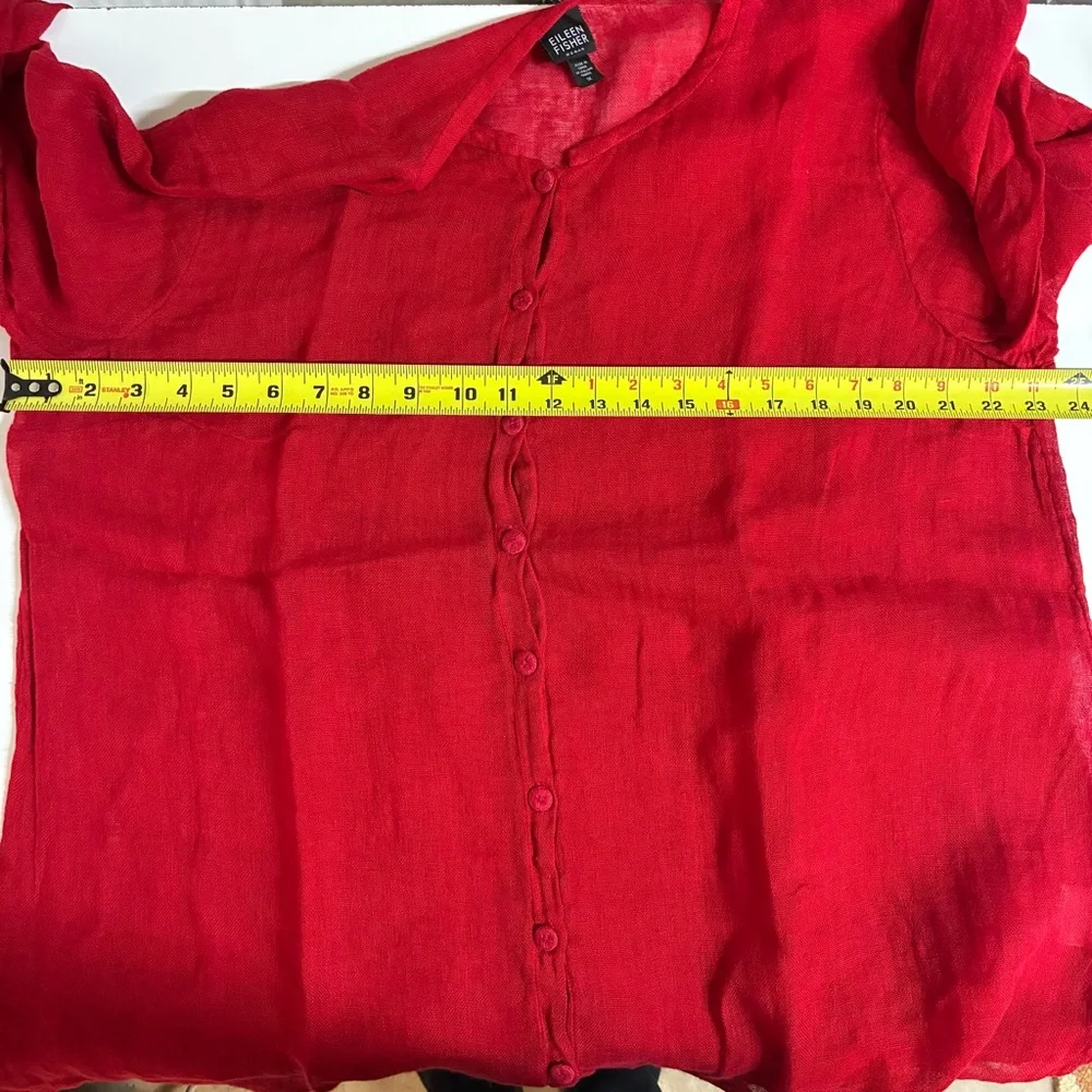 Eileen Fisher 100% Linen Red Button Front Tunic 1X - Picture 7 of 7